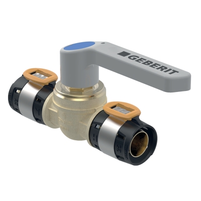 61985500100 Geberit FlowFit Kogelkraan 50mm (brons, 2x pers, grijze hendel)