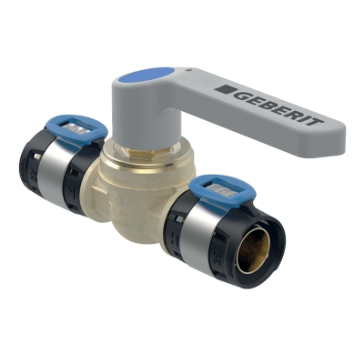 61985000100 Geberit FlowFit Kogelkraan 16mm (brons, 2x pers, grijze hendel)