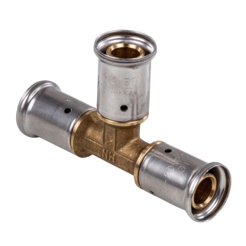 81028820196 Henco T-stuk 18mm (messing, 3x pers)